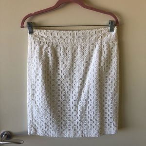 White Crochet Pencil Skirt